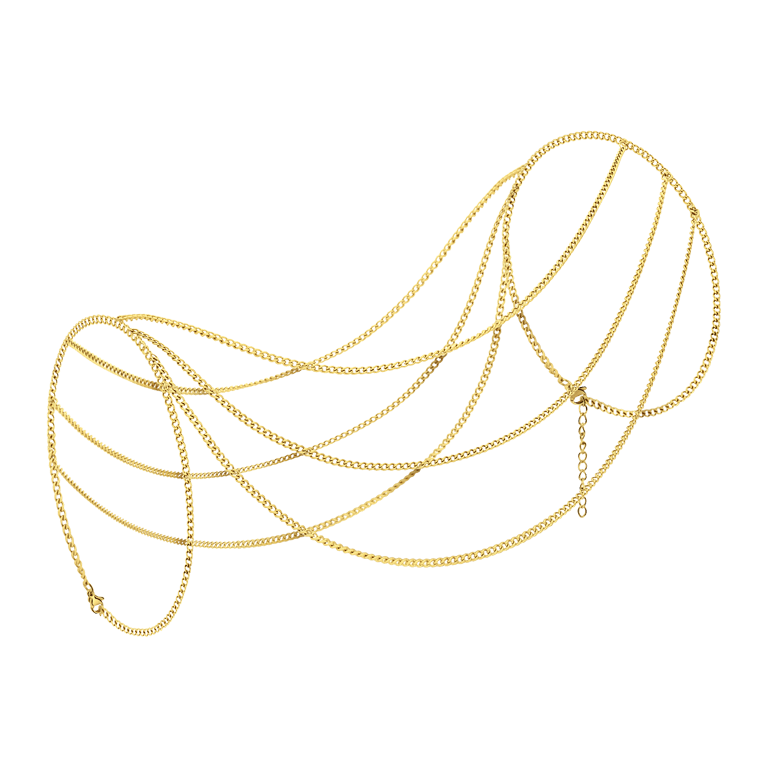 Stalen goldplated bodychain schouder