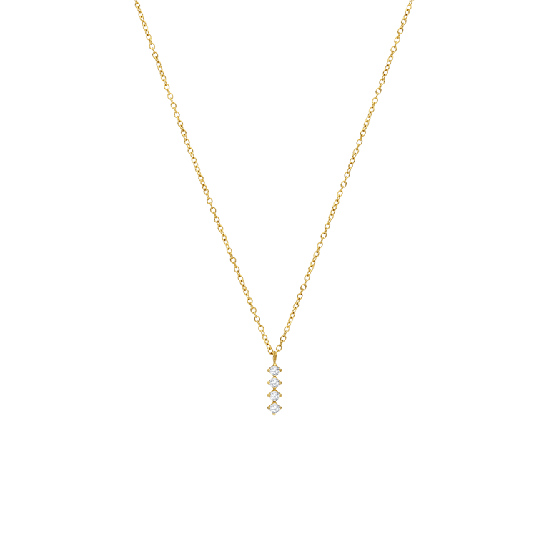 Stalen goldplated ketting met zirkonia