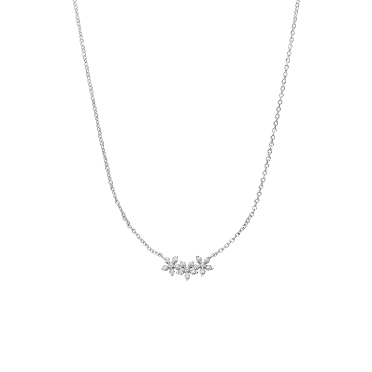 Collier, 925 Silber, drei Blumen mit Zirkonia