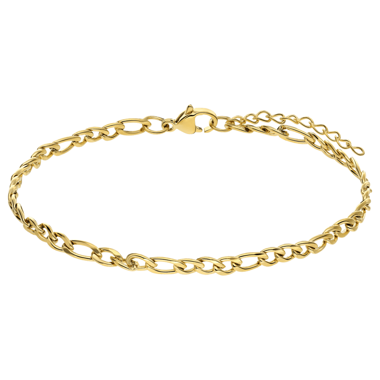 Stalen goldplated armband figaro 4mm