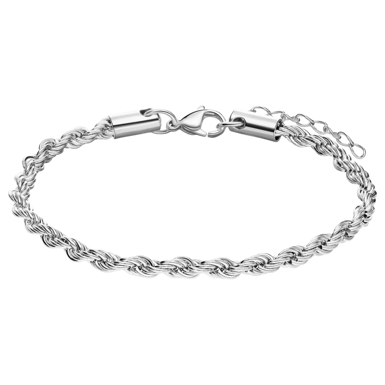 Armband mit Kordel-Glied aus Edelstahl, 4 mm