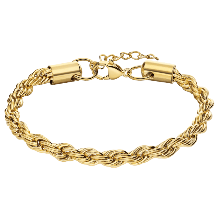 Armband aus Edelstahl, vergoldet, mit Kordel-Glied 5 mm