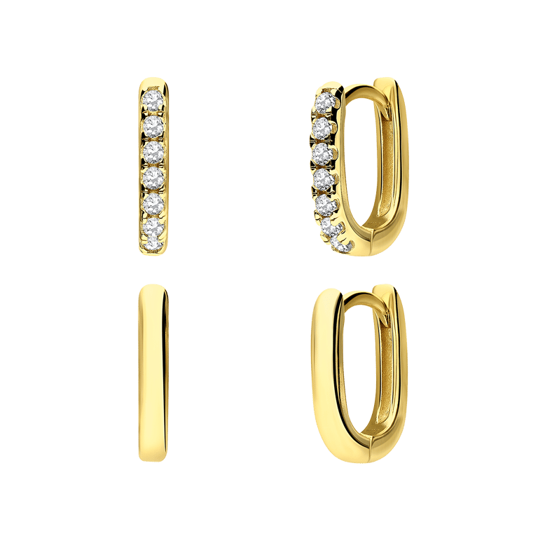 Zilveren goldplated set oorringen