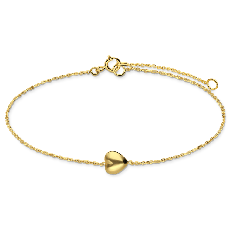 14 karaat geelgouden armband hart