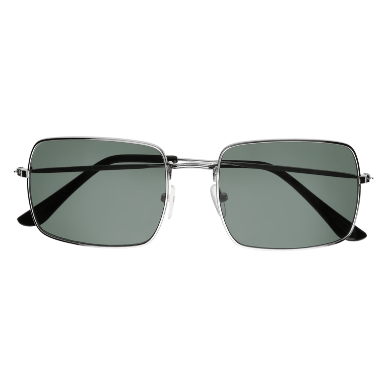 Sonnenbrille mit silberfarbenem Rahmen, rechteckig