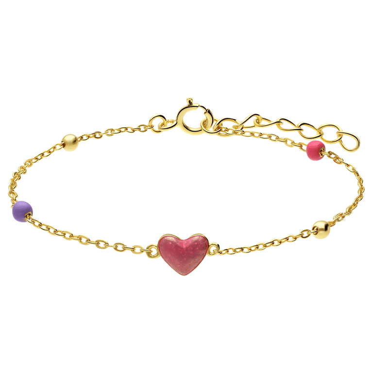 Armband aus 925er Silber, vergoldet, mit rosa Herz