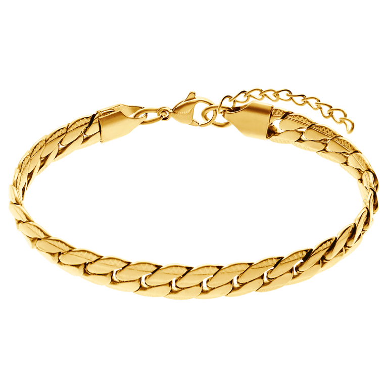 Stalen goldplated armband met gourmetschakel