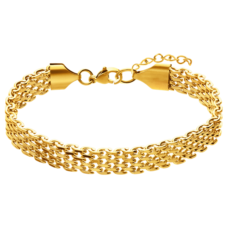 Stalen goldplated armband breed