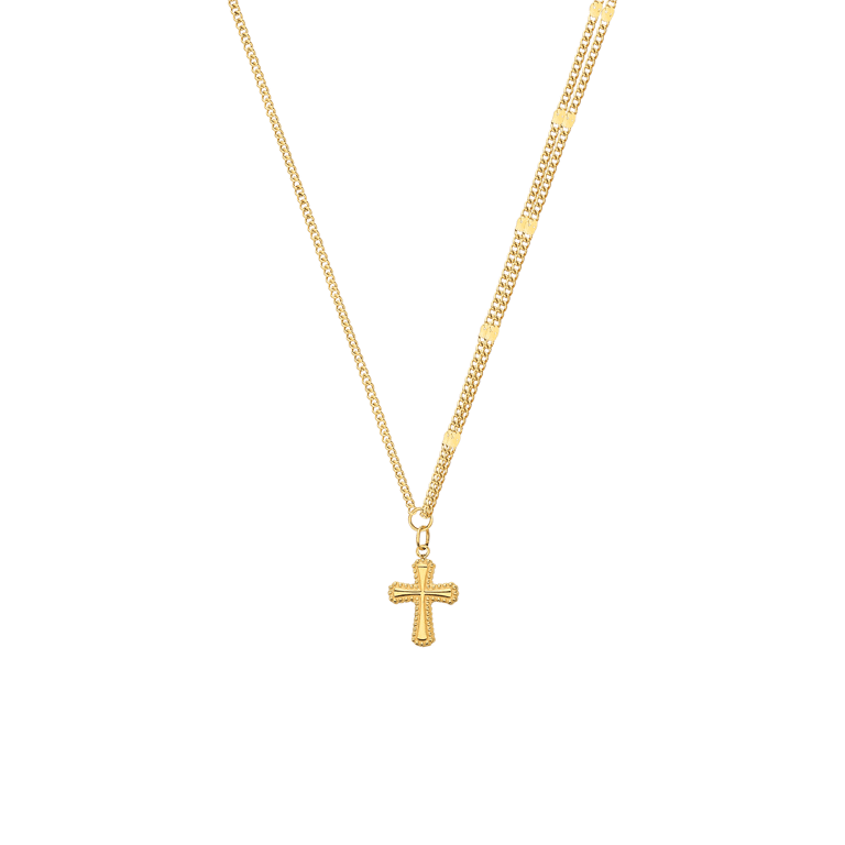 Stalen goldplated ketting met kruis