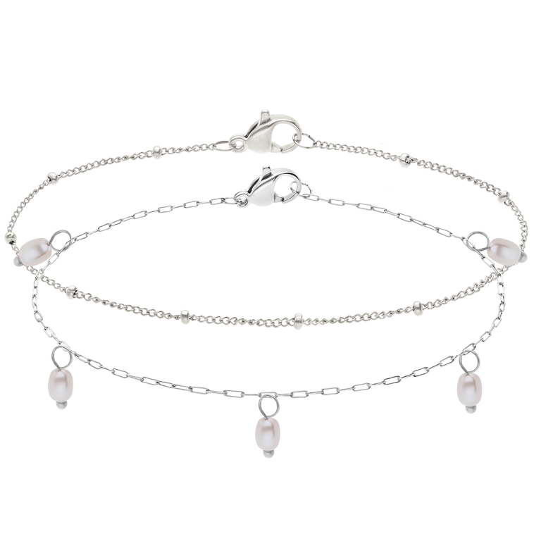 Armbandset aus Edelstahl mit Perle