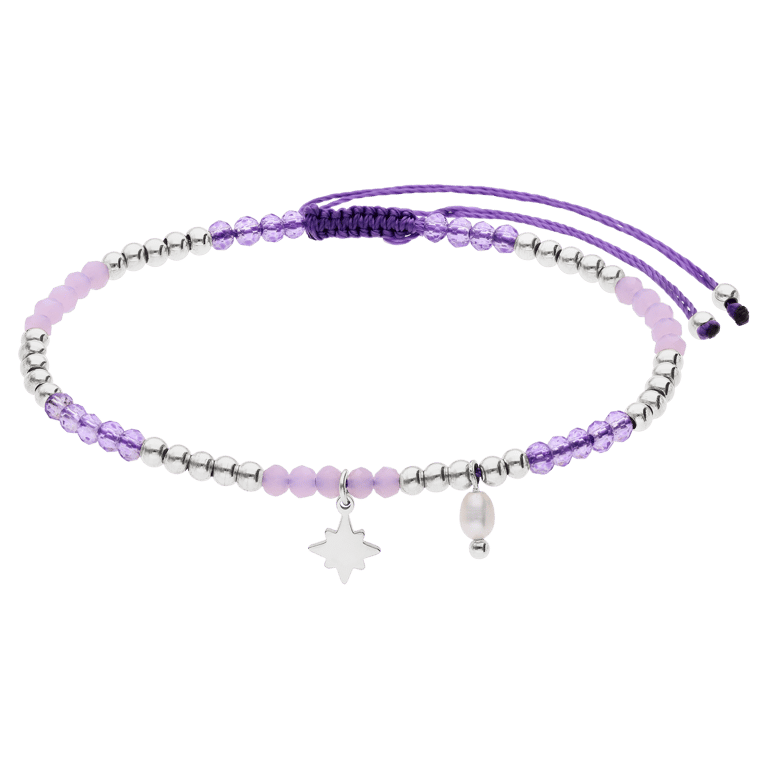 Armband aus Glasperlen mit Perle und Stern aus Edelstahl