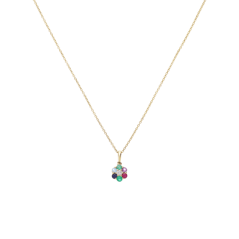 14 Karaat gouden collier bloem diamant(0,025ct)