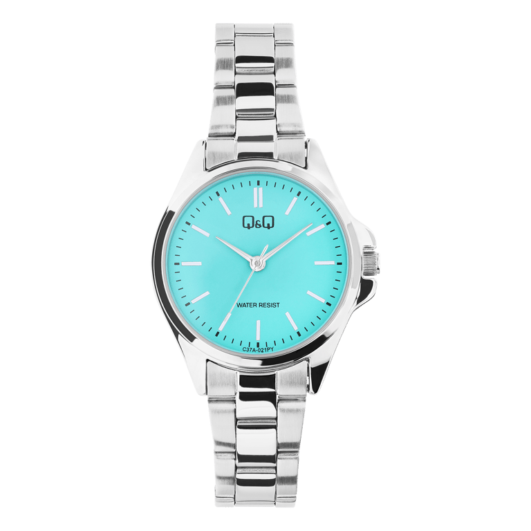 Q&Q stalen dameshorloge Turquoise