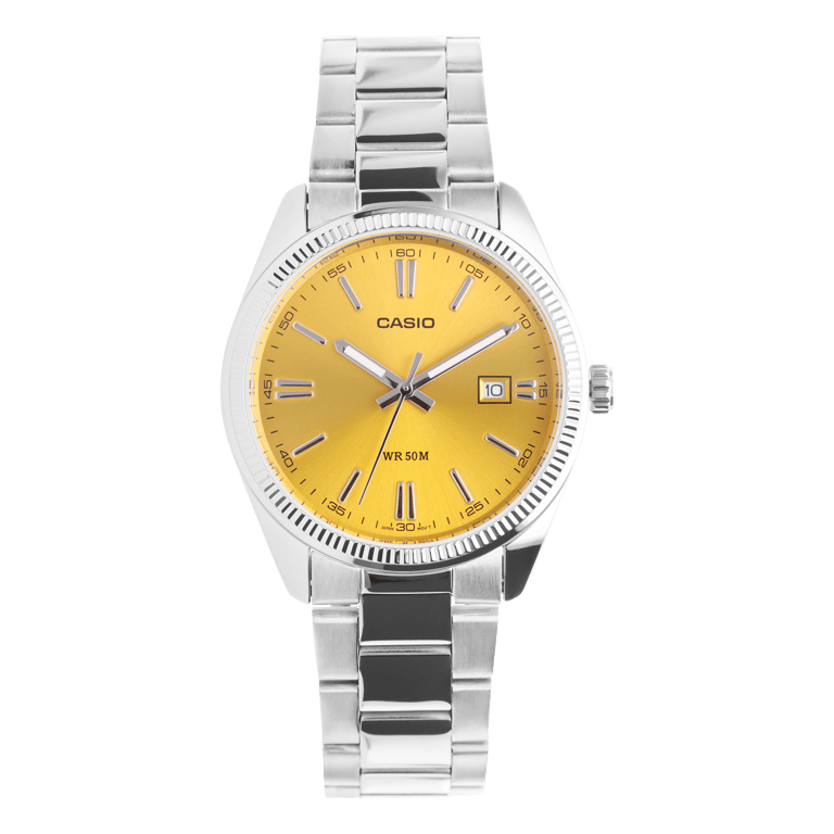 Casio horloge oranje wijzerplaat MTP-1302PD-9AVEF