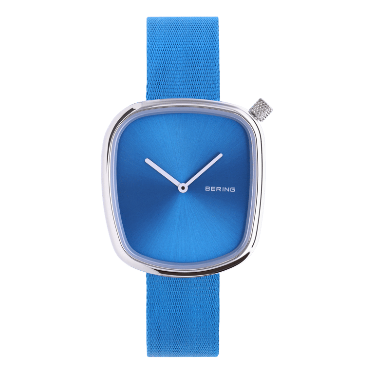 Bering Uhr mit Armband aus Stoff, Blau, 18034-007