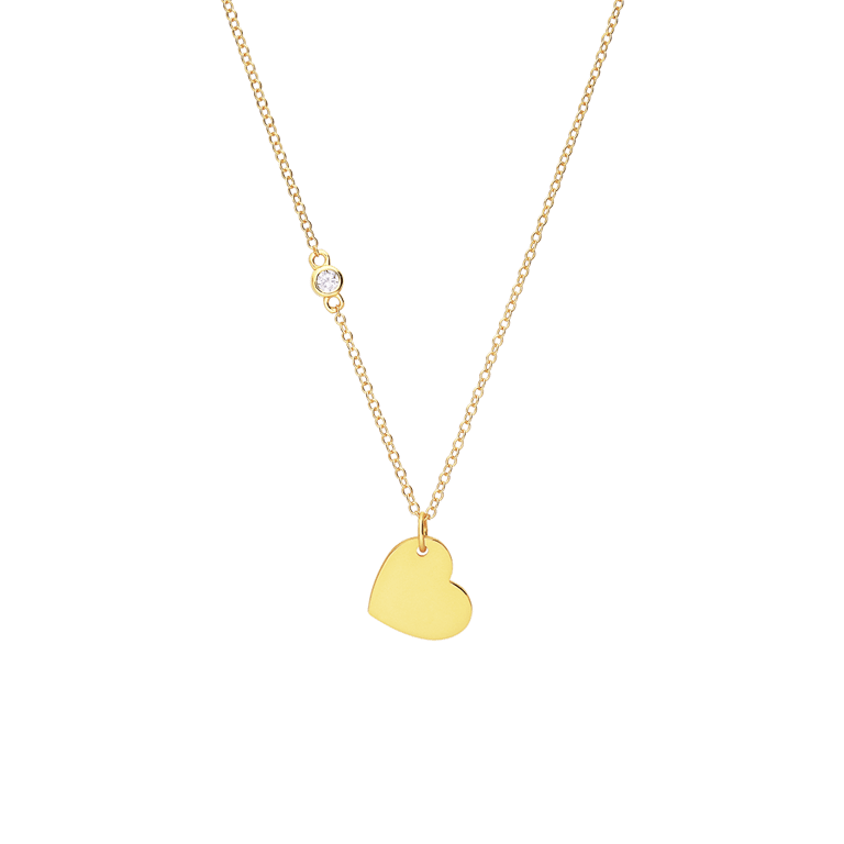 Zilver goldplated collier met graveerhanger hart