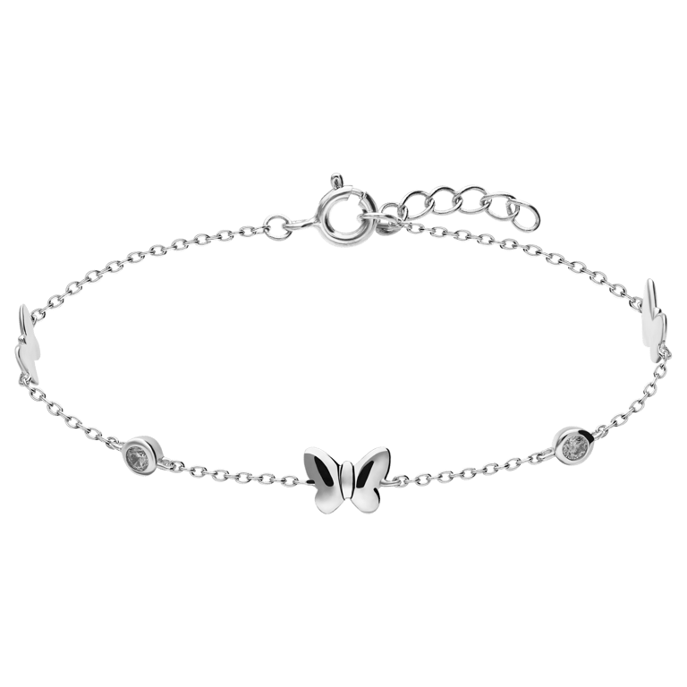 Armband für Kinder aus 925er Silber, Schmetterlinge, Zirkonia