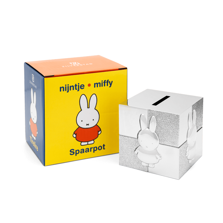 Versilberte Spardose Miffy, Würfel