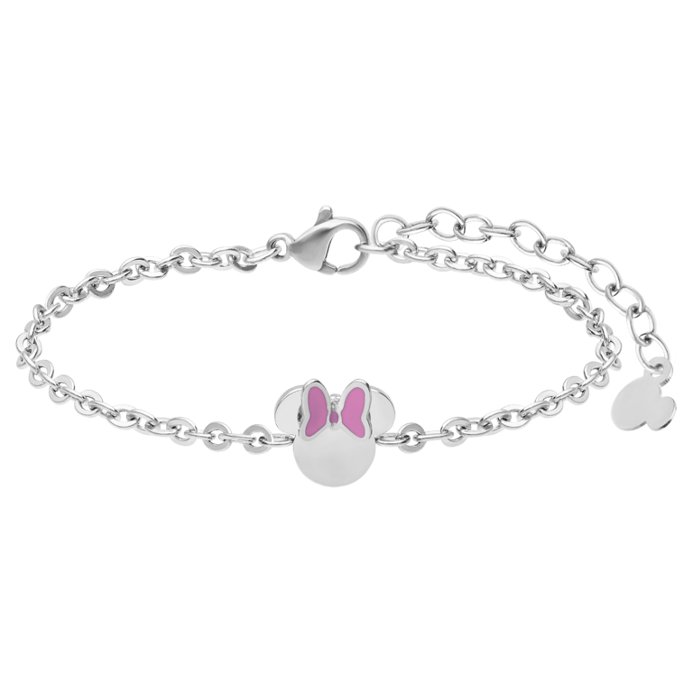 Disney - Stalen armband Minnie met roze emaille