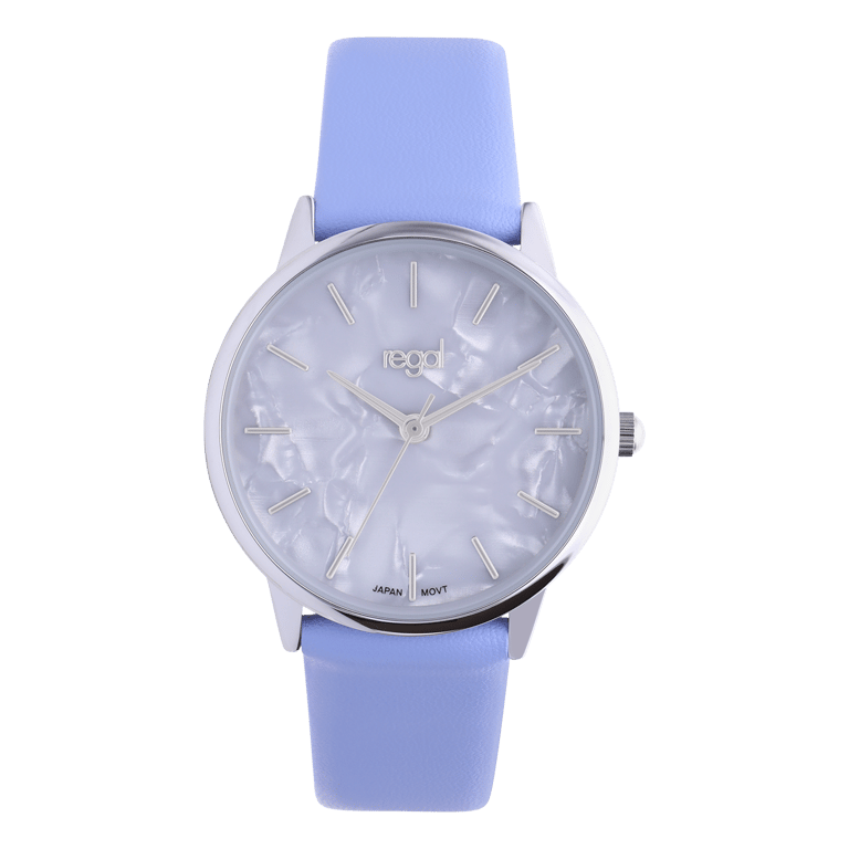 Regal dames horloge blauw, parelmoer wijzerplaat