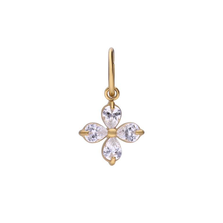 Stalen goldplated bedel bloem