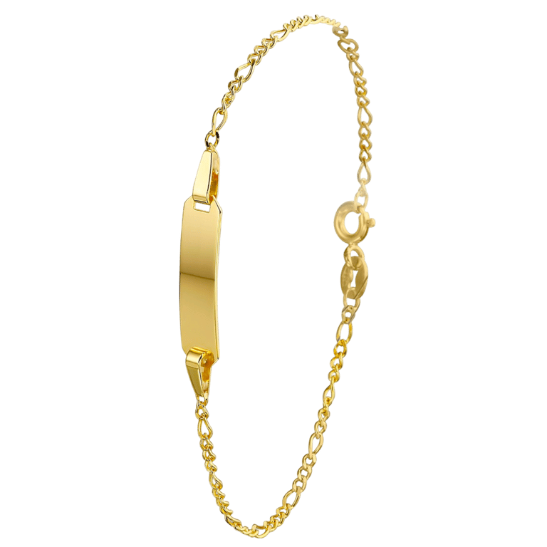 Kinder-Plättchenarmband, 585 Gelbgold, Figaroglieder