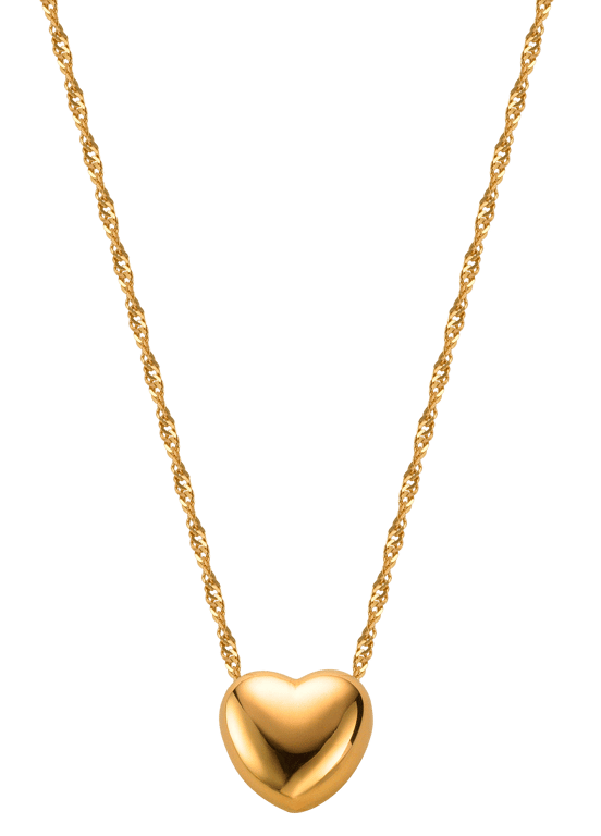 14K geelgouden ketting hanger hart 42 cm